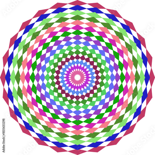Abstract Geometric Mandala Art with Vibrant Colors Creating a Circular Pattern Design Element