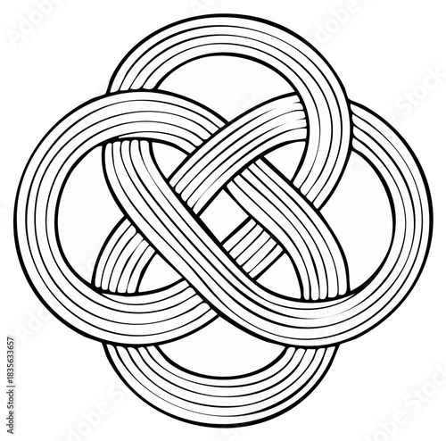 Celtic Knot Endless Loop Black and White Line Art Vector Illustration