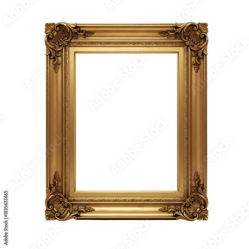 Ornate Antique Gold Picture Frame With Intricate Floral And Scrollwork Carvings In A Classic Baroque Style