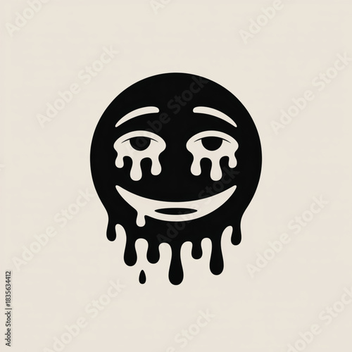 Black Dripping Face with Wide Grin melting liquid