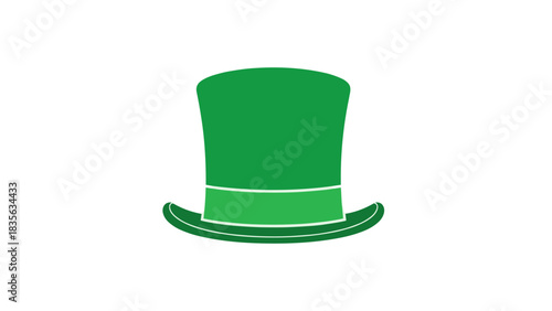 Green top hat silhouette on a light background, simple shape for St. Patrick’s Day, for festive occasions and celebrations
