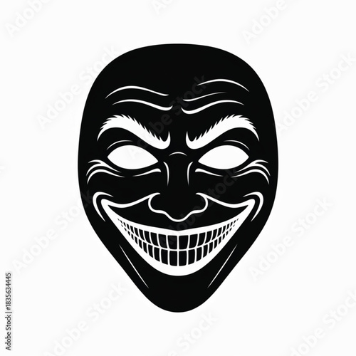 Black Face Mask With Wide Evil Smile vector illustration