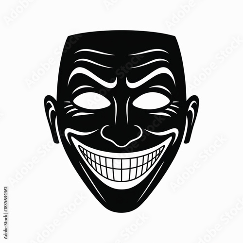 Black Mask With Wide Grinning Face smile