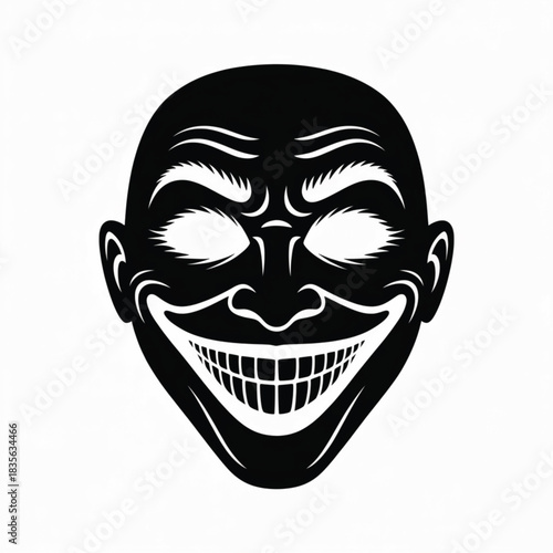 Black Face With Wide Creepy Smile And Ears mask