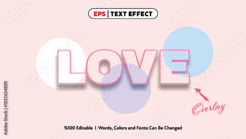 Love neon glowing text effect with pink outline on dark background for editable design and modern style