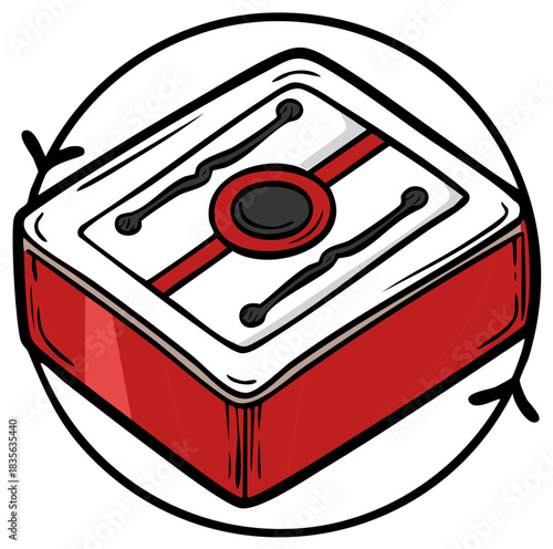 Matches Box with Striker in Circle Cartoon Fire Starter Illustration