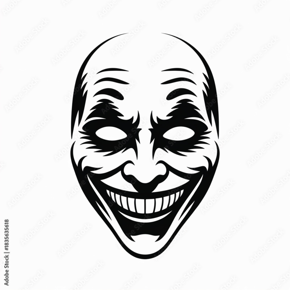 Obraz premium Stylized Black Face With Menacing Grin mask smile