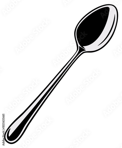 Silver spoon isolated on white background for food preparation and dining