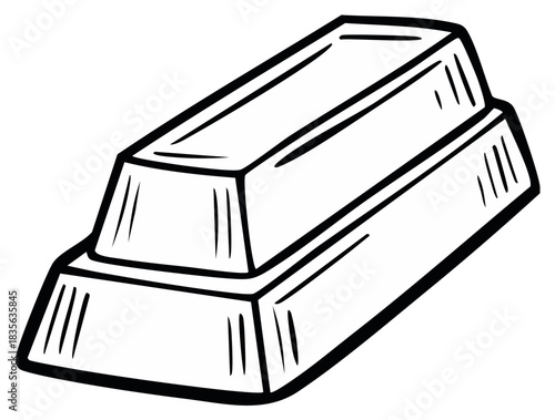 Stacked gold bars illustration with bold outlines and simple line shading