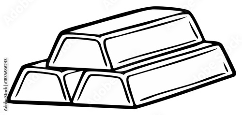 Stack of Gold Bars Illustration Simple Line Art Design