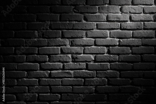 Dark Brick Wall Texture: A close-up shot of a dark brick wall reveals the rough texture and unique character of aged masonry, with a spotlight creating a dramatic contrast.