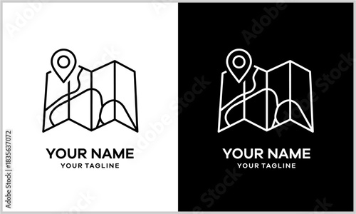 Map Location Pin Logo Design - Minimalist Navigation Icon Vector Template logo design.