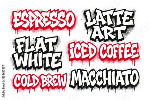 Coffee Graffiti Typography - Espresso, Latte, Flat White - Bold Designs for Cafes and Coffee Shops