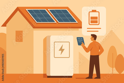 Vector characters icon no unit smart chinese flat storage power illustration solar