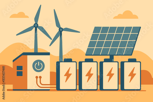 Letters energy chinese renewable systems illustration turbines style icon batteries vector no
