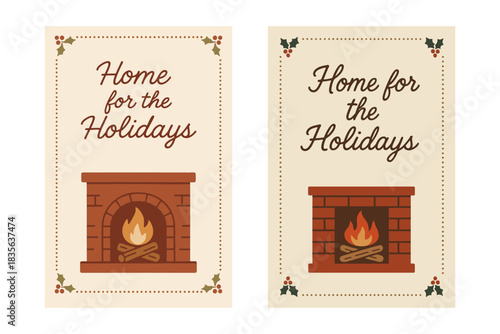 Home for the Holidays - Cozy Fireplace Christmas Card Design