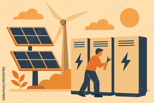 Storage illustration energy vector labels cyrillic no emojis solar figure sustainable icon