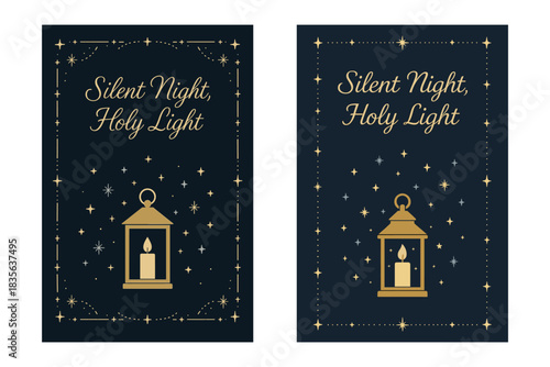 Silent Night, Holy Light - Nativity Lantern Christmas Card with Stars