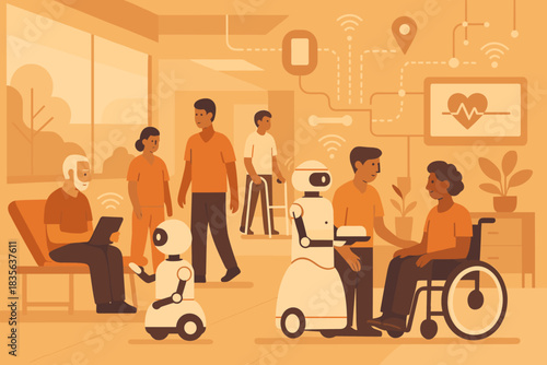 Captions emojis labels future assisting smart warm no vector healthcare calm speech