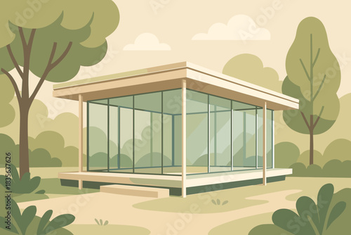 Sustainable cohesive punctuation vector icon no labels pavilion modern glass marks flat