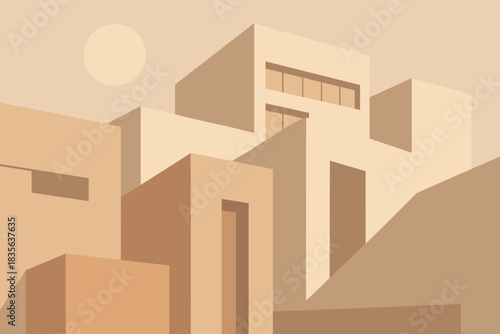 Illustration architecture modern numbers negative no cohesive icon minimal punctuation vector neutral