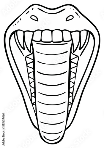 Menacing Snake Head Open Mouth Fangs Cartoon Illustration Dangerous Venom