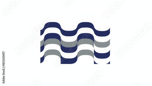 Geometric wave pattern element. Abstract blue and grey water ripples. Flat design vector illustration isolated on white background