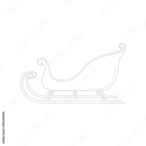 Elegant outline of a classic christmas sleigh with ornate scrollwork on the runners and back a festive holiday symbol silhouette