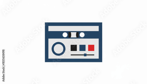 Retro cassette player flat vector icon. Minimalist vintage audio equipment illustration. Stylized music device design