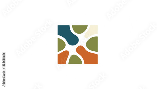 Abstract organic shapes square element. Modern flat design vector illustration. Colorful geometric pattern tile or logo symbol