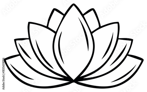 Elegant black outline drawing of a lotus flower a symbol of purity and spirituality