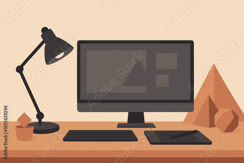 Background geometric minimal vector icon decor workspace no wide speech style colors