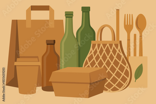 Paper flat including full letters eco friendly icon vector materials emojis packaging