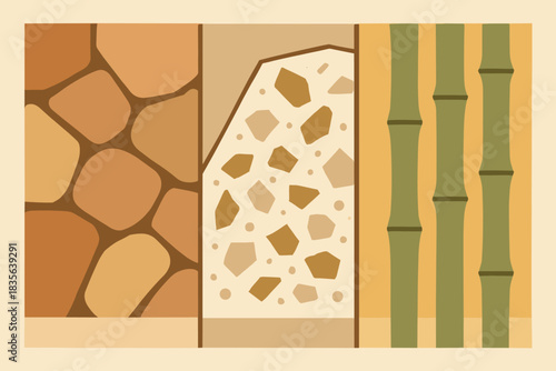 Vector cyrillic illustration icon chinese strips stones friendly no eco construction geometric