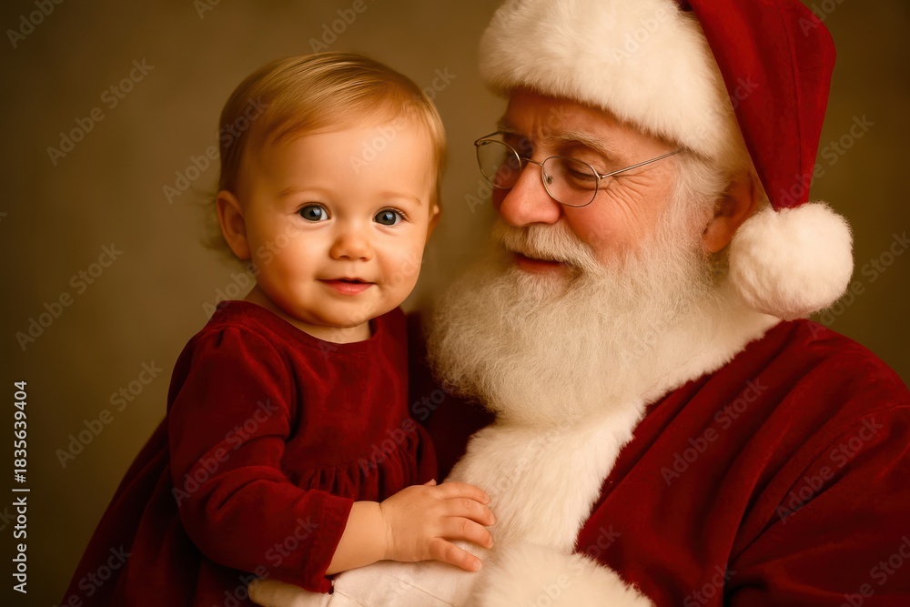 Fototapeta premium A baby is holding a santa's hand