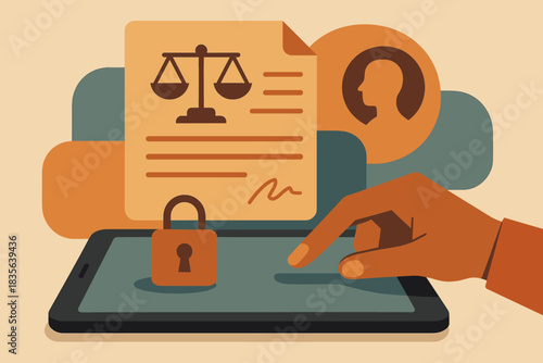 Contract no icon secure geometric interacting ethics typography flat digital vector full