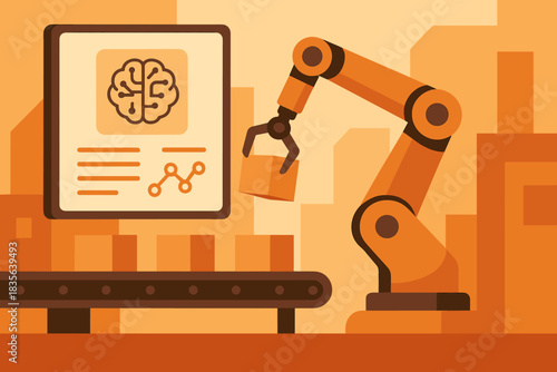 Robotic guided full modern no line labels captions assembly bubbles vector colors