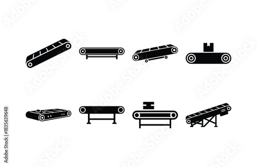 Conveyor Belt Machine Silhouette Set