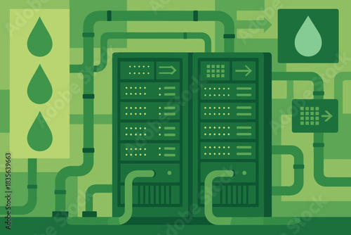 Vector modern colors chinese letters data flow illustration friendly icon eco pipes