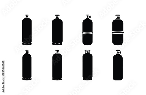 Gas Cylinder Tank Silhouette Set