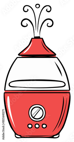 Vibrant red essential oil diffuser emitting soothing mist for home aromatherapy and relaxation