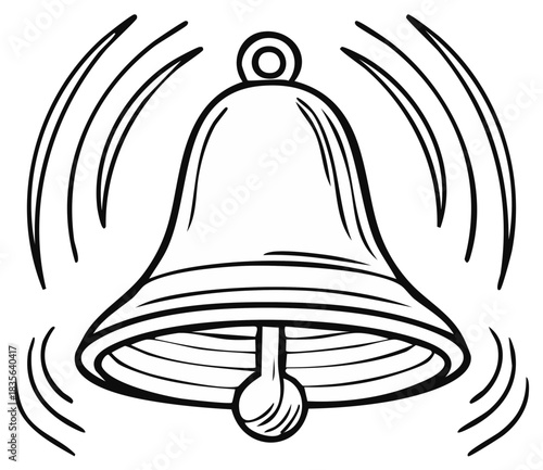 Ringing Bell Sound Waves Line Art Illustration