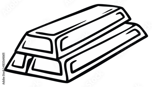 Stack of shiny gold bars illustration simple line drawing metallic precious commodity wealth asset