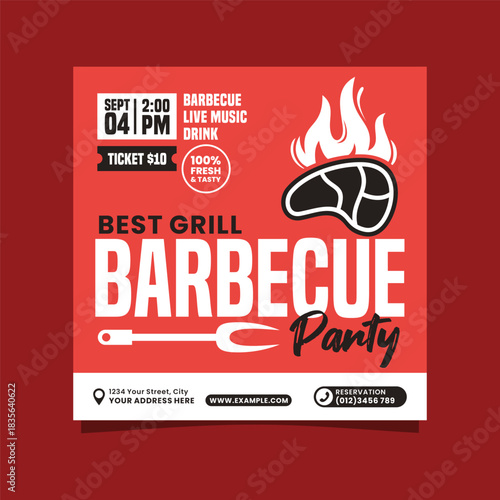 Best Grill Barbecue Party Social Media Post Template