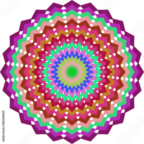 Colorful Circular Geometric Pattern with Vibrant Hues for Creative Design Projects and Artistic Backgrounds