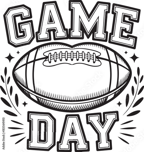 Game day football lettering coloring page