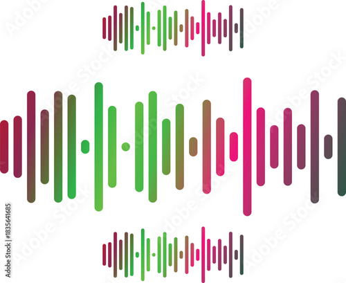 Colorful sound wave equalizer graphic design elements on white background isolated on white background