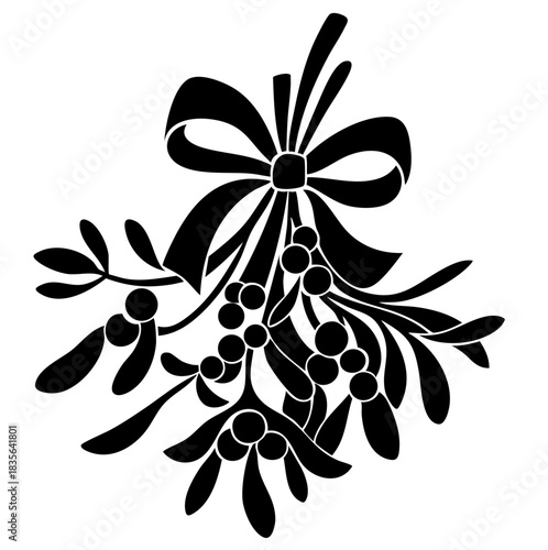 Full Mistletoe Christmas Arrangement with Bow and Berries