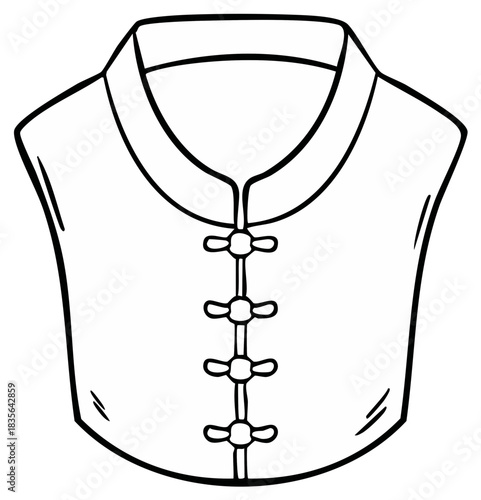 Traditional Mandarin Collar Vest Silhouette with Knot Buttons Illustration