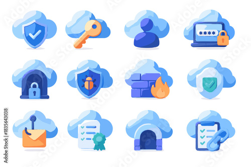 Cloud authentication gateway security vector icon defense link firewall connection d tunnel